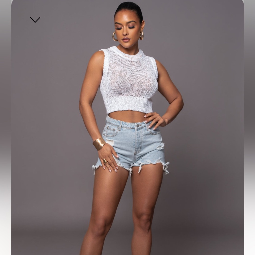 JLUXLABEL Light Blue Distressed Jean Shorts